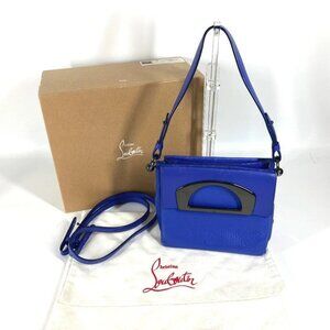 Christian Louboutin logo 2WAY Bag Hand Bag Crossbody Shoulder Bag Leather blue